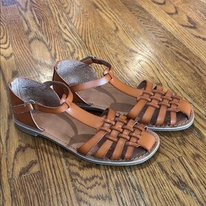 Girls Tan Leather Sandals